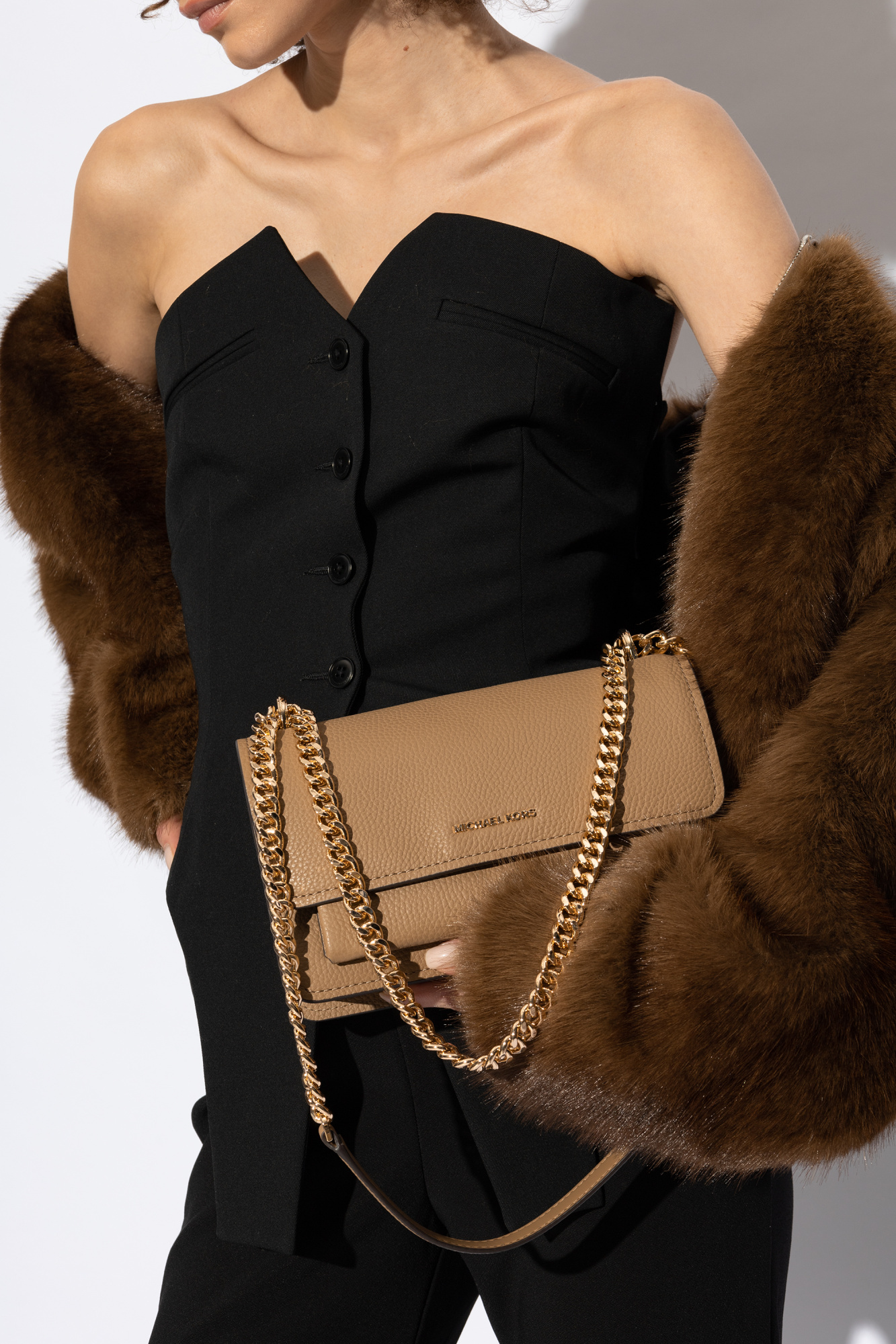 Shop Michael Kors Claire Shoulder Bag In Brown