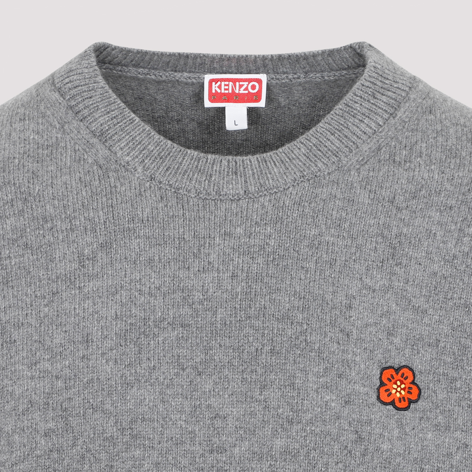 Kenzo Sweater With Boke Flower Patch In Gray