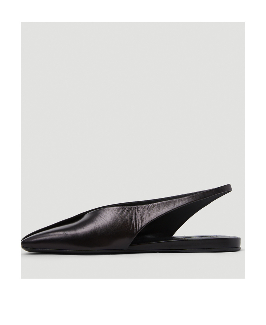 Jil Sander Black Leather Slingback Ballet Flats In Black