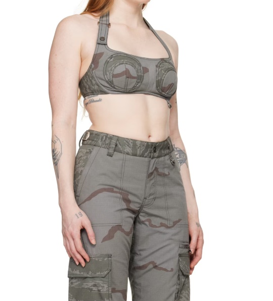 Marine Serre Regenerated Camouflage-print Bustier Top In Gray