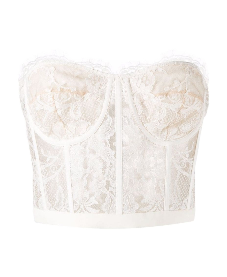 Alexander Mcqueen Floral Lace Corset Top In White