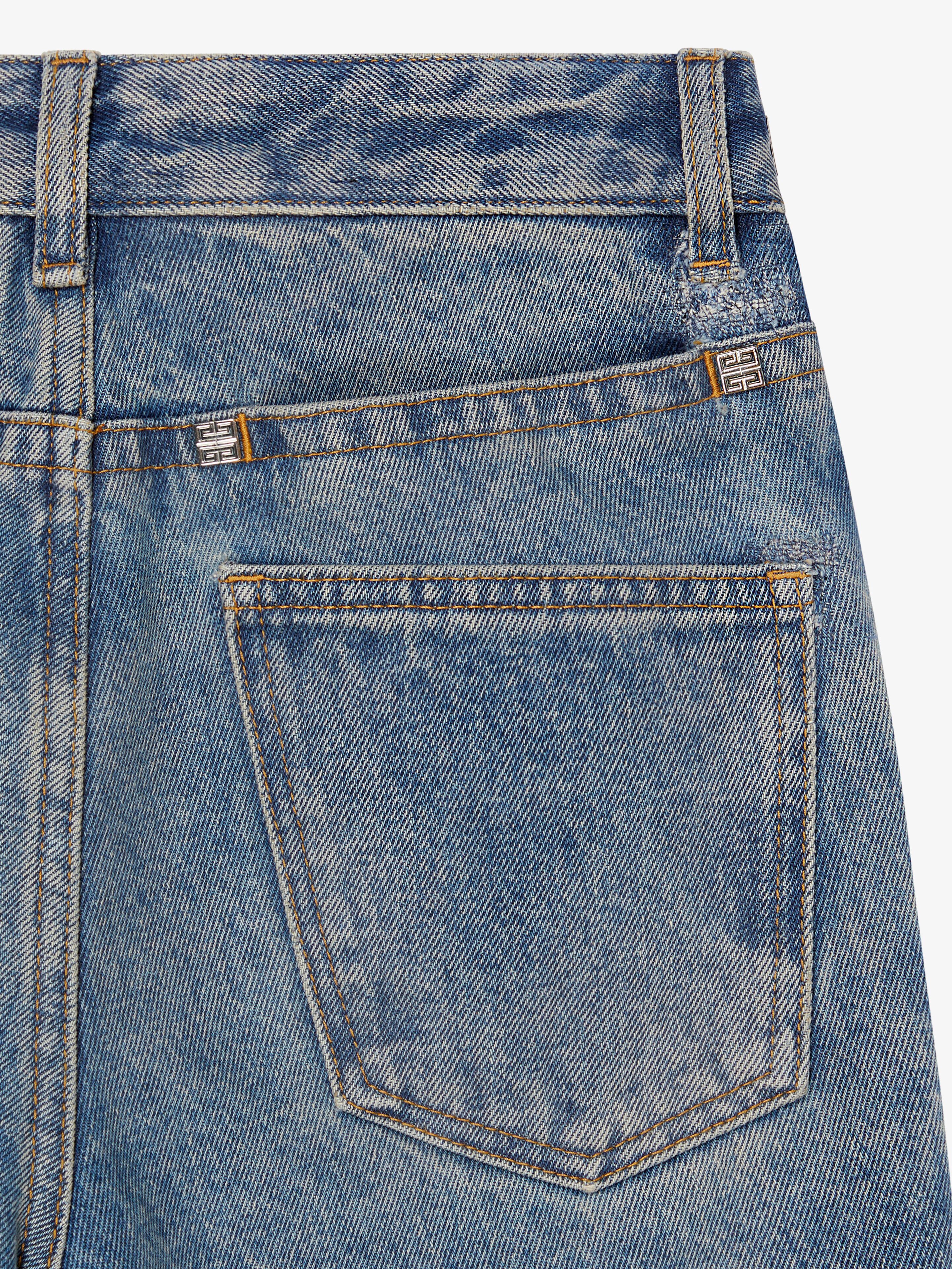 Givenchy Boot Cut Pants In Denim With Chain Details In Blue