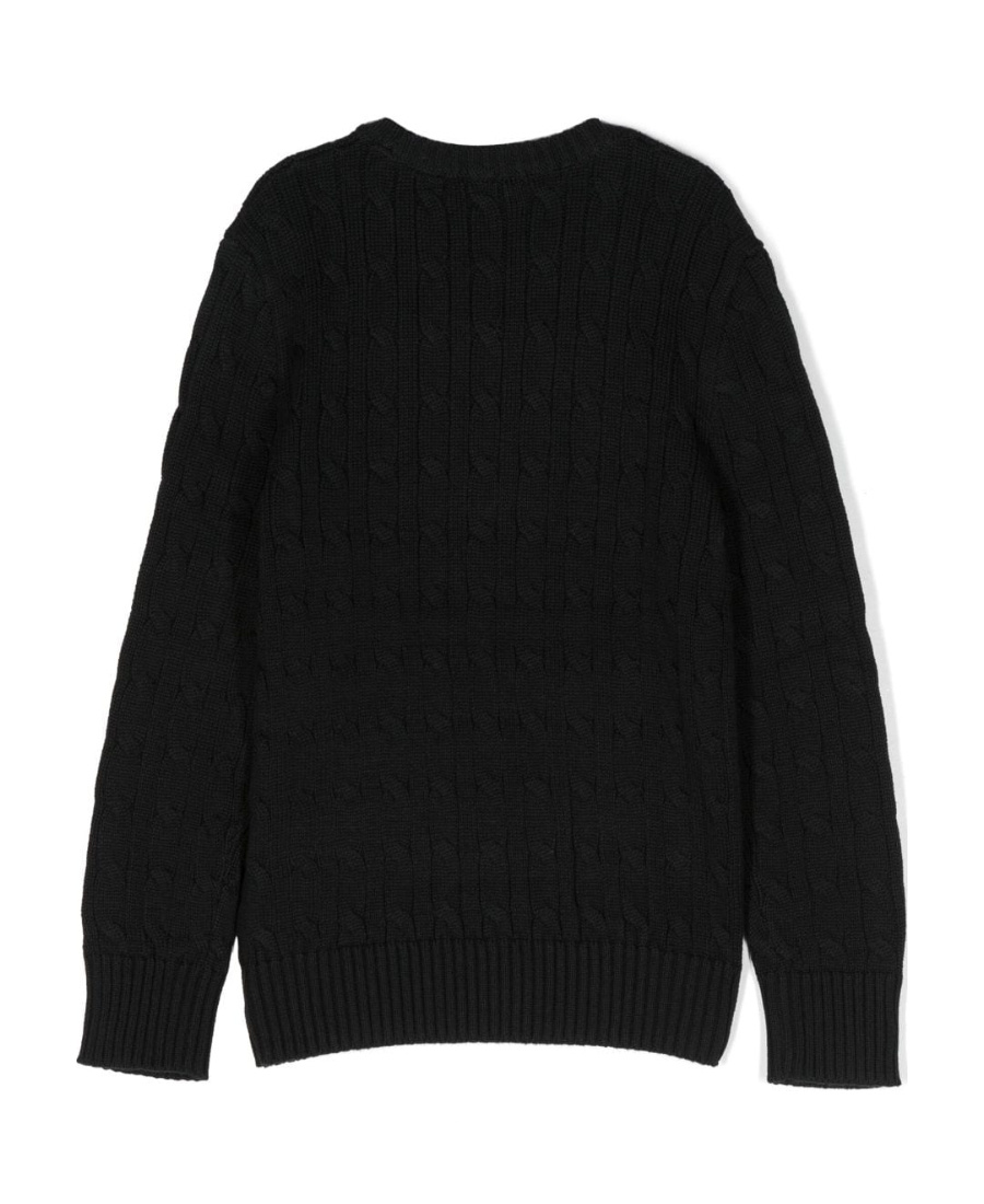 Polo Ralph Lauren Cable-knit Crewneck Wool Pullover In Black