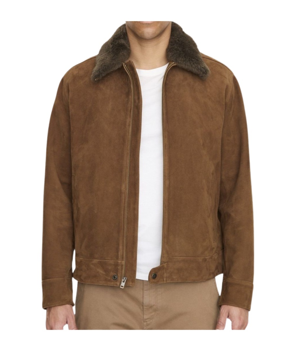 Vince Zippered Casual Jacket In Brown