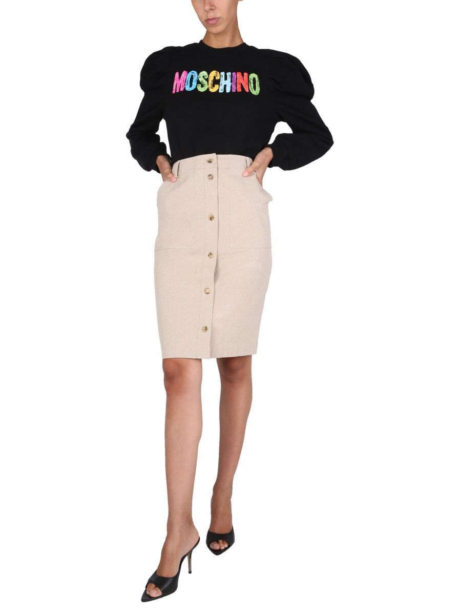 Moschino Button-up Midi Skirt In Pink