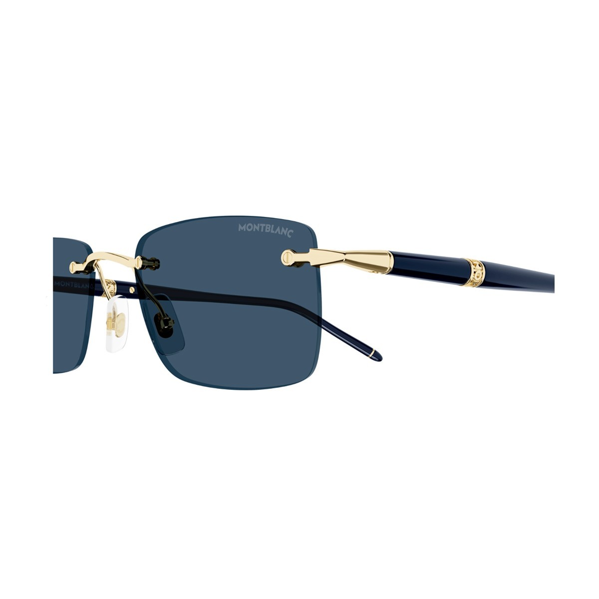 Montblanc Meisterstück Rectangle-frame Sunglasses In Blue