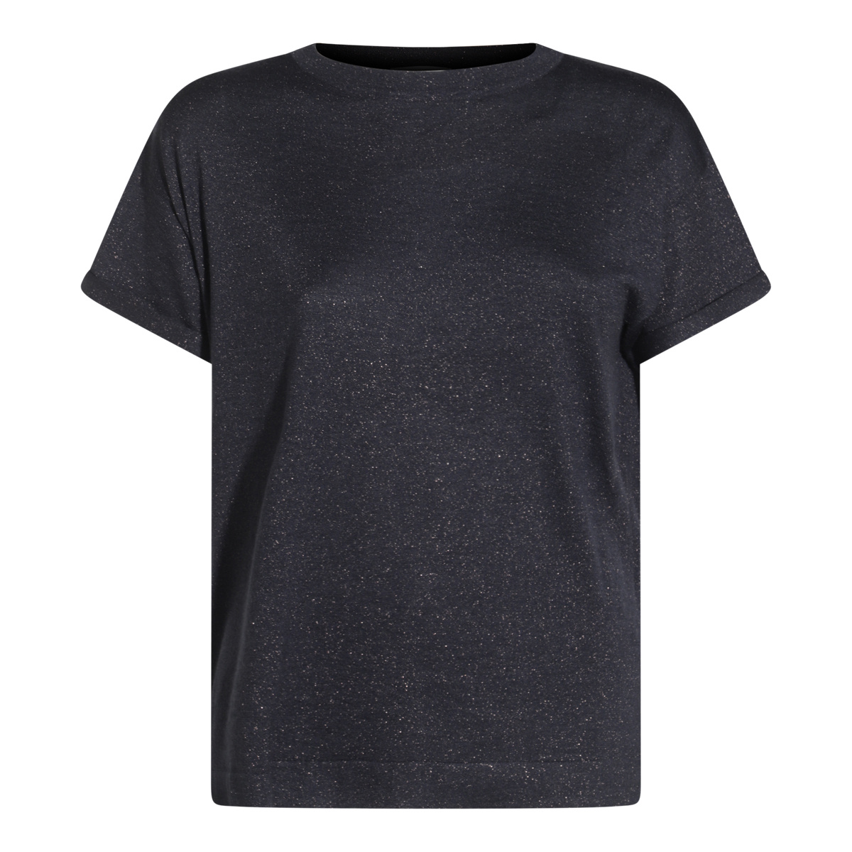Brunello Cucinelli Short-sleeved Round Neck Knitted T-shirt In Black