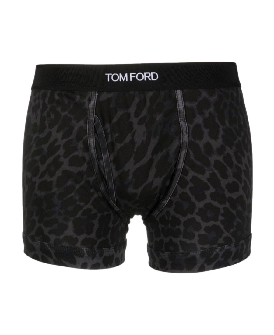Tom Ford Leopard-print Stretch-cotton Boxers Briefs In Black