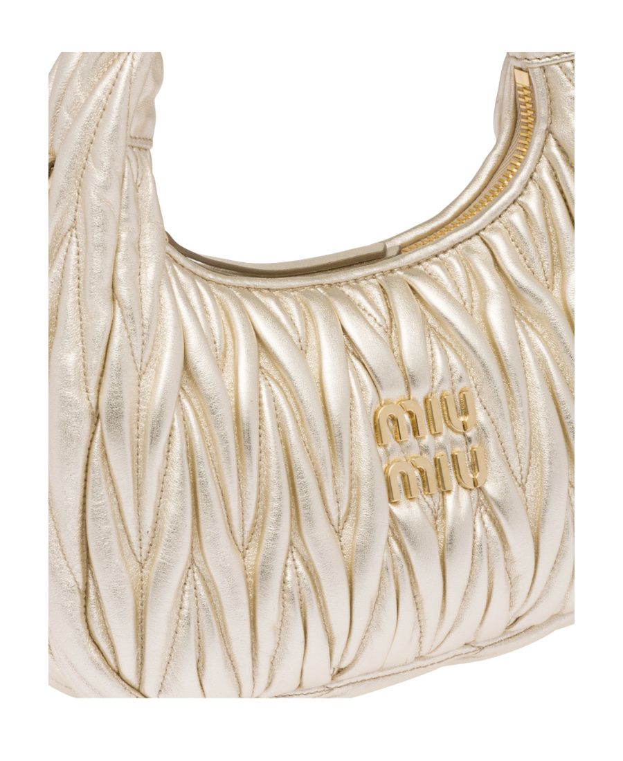 Miu Miu Lamb Leather Quilted Shoulder Bag In Nude