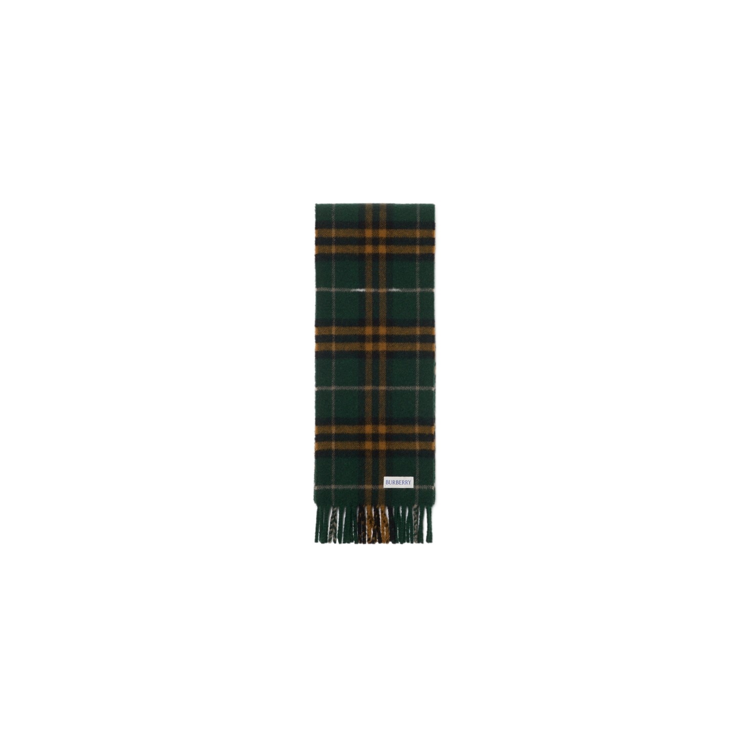 Burberry Narrow Check Cashmere Scarf In Green
