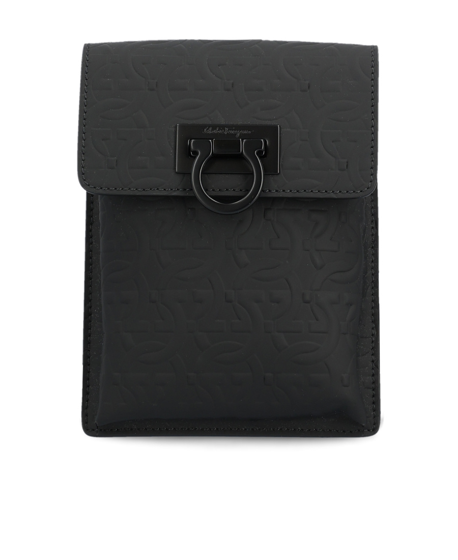 Ferragamo Logo Flip Satchel In Black