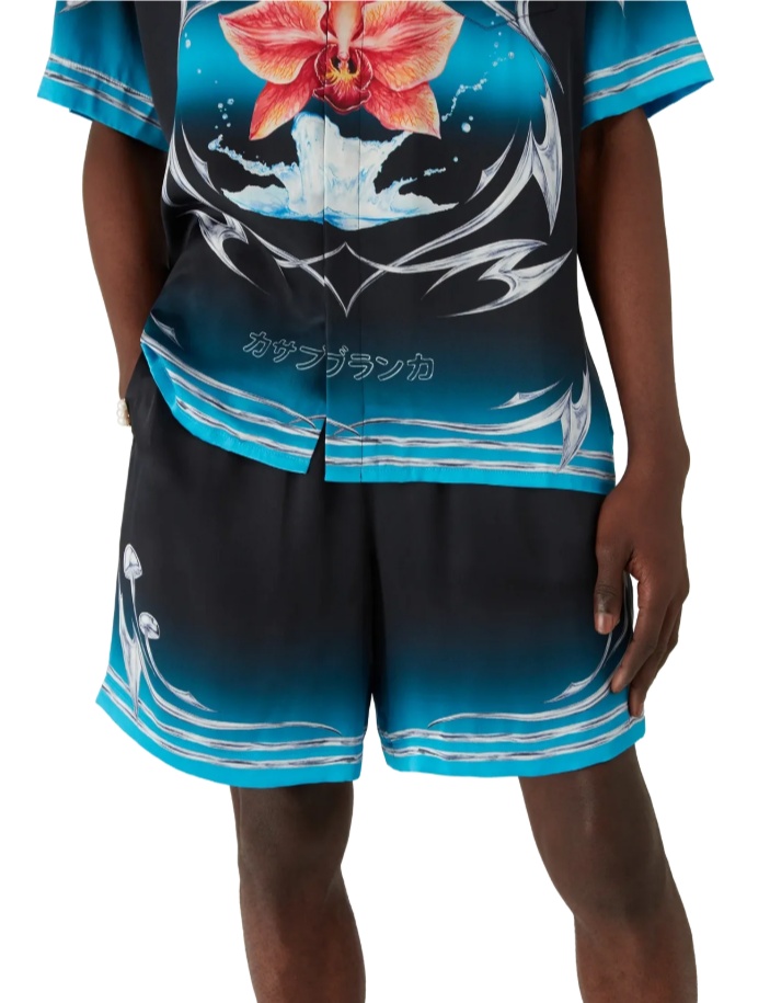 Casablanca Blades Mushroom-print Shorts In Black