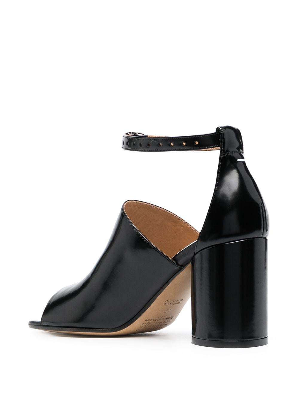 Maison Margiela Tabi Leather Sandals Shoes In Black