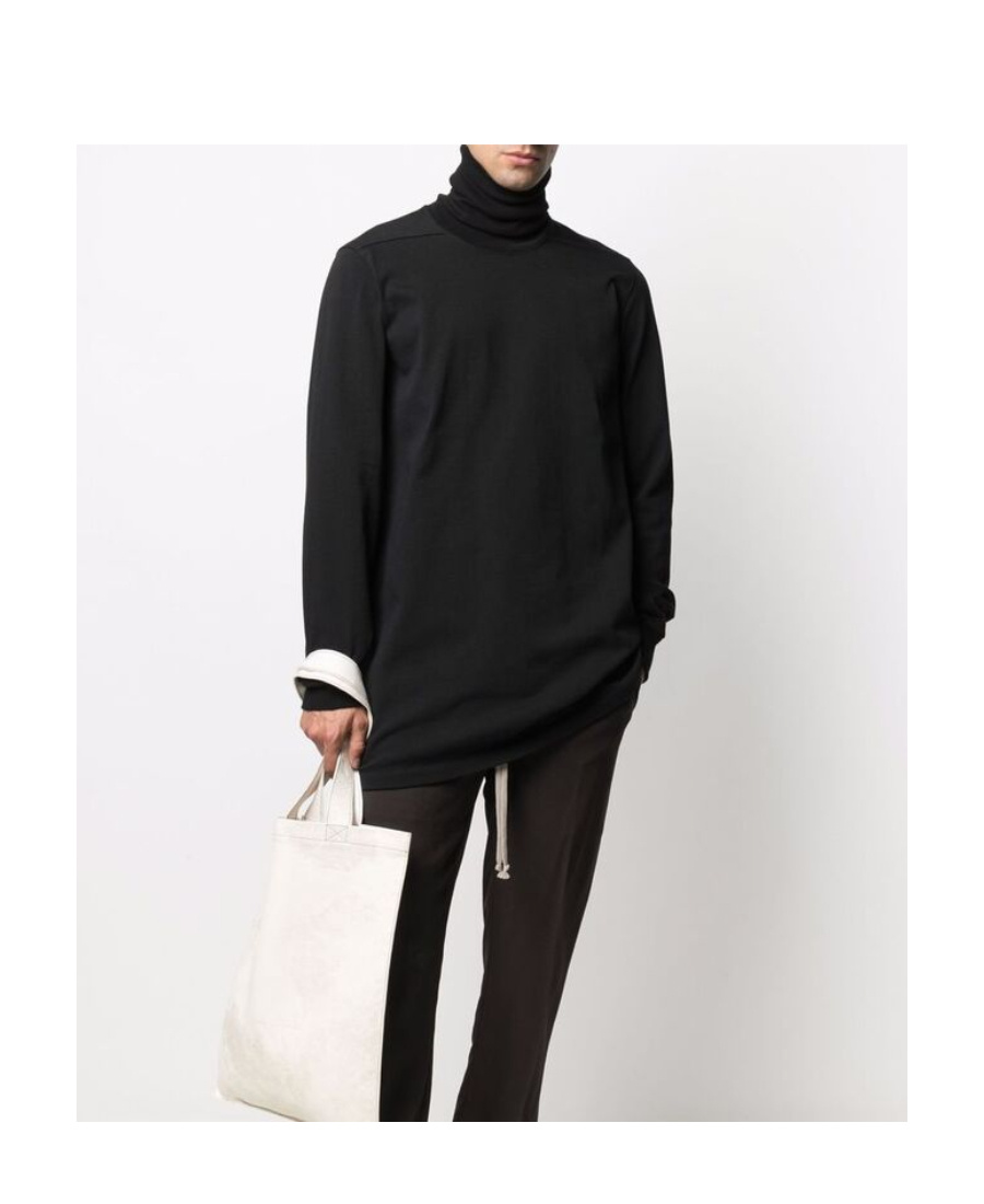 Rick Owens Roll-neck Organic-cotton Sweatshirt In Black