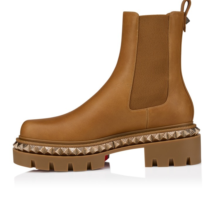 Christian Louboutin Round-toed Ankle Boots In Brown