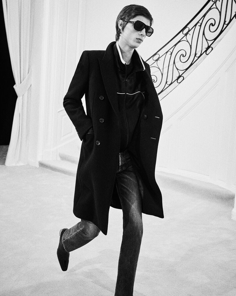 Saint Laurent Panelled-design High-neck Bomber Jacket In Black
