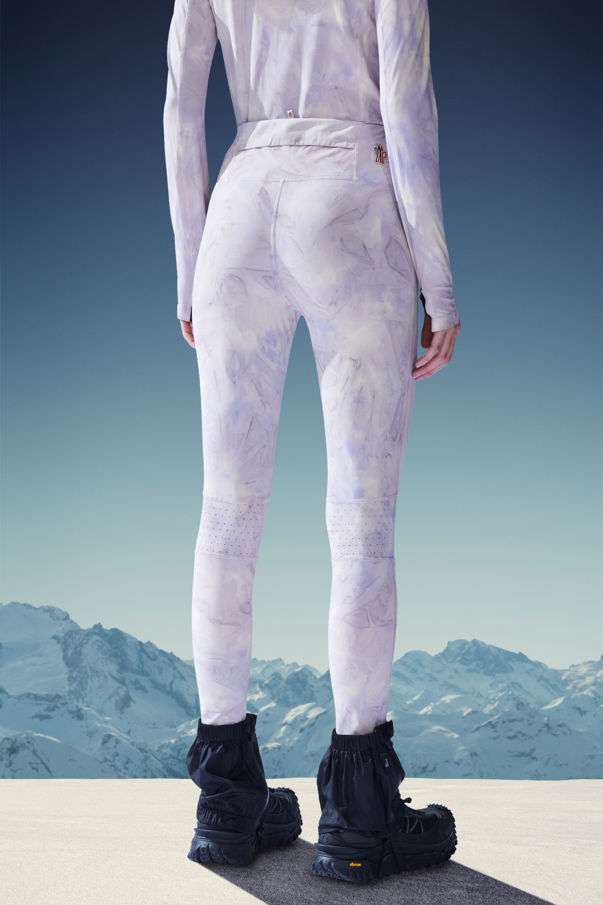 Shop Moncler Jersey Leggings In Gray