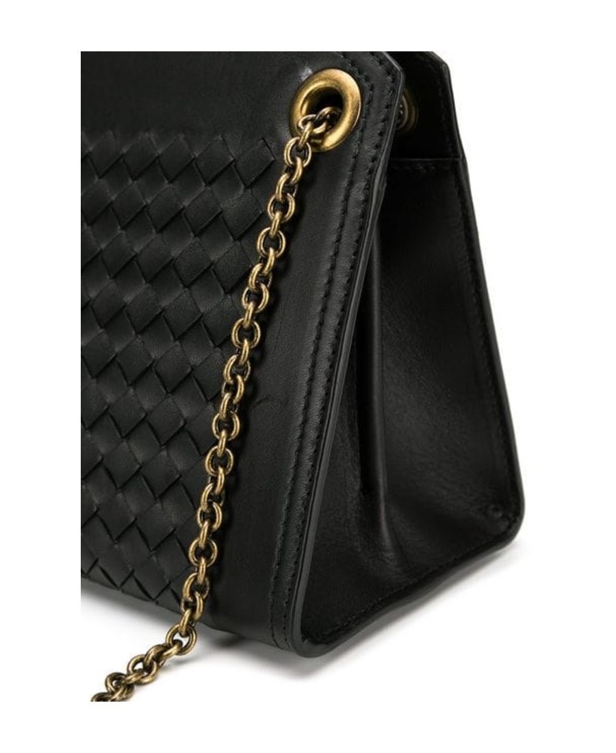 Bottega Veneta Intrecciato Mini Shoulder Bag In Black