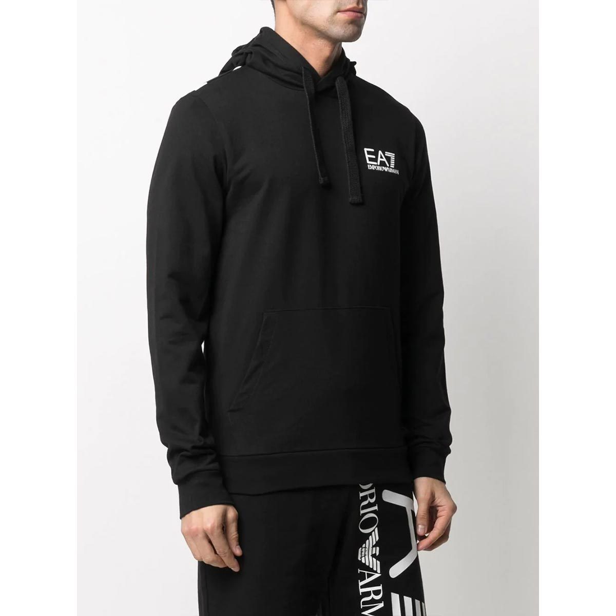 Ea7 Logo-print Drawstring Hoodie In Black