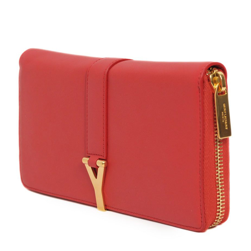 Saint Laurent Zip Wallet In Nude