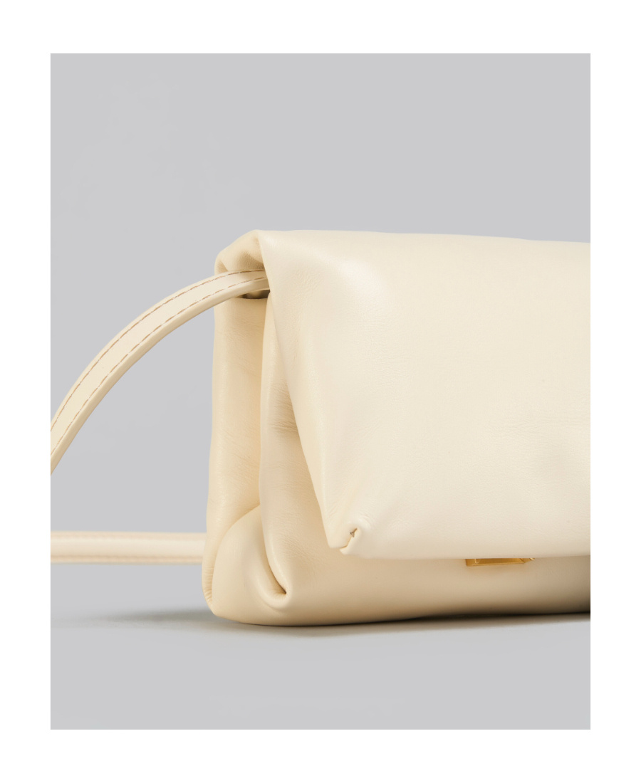 Shop Marni Ivory White Leather Mini Prisma Pouch