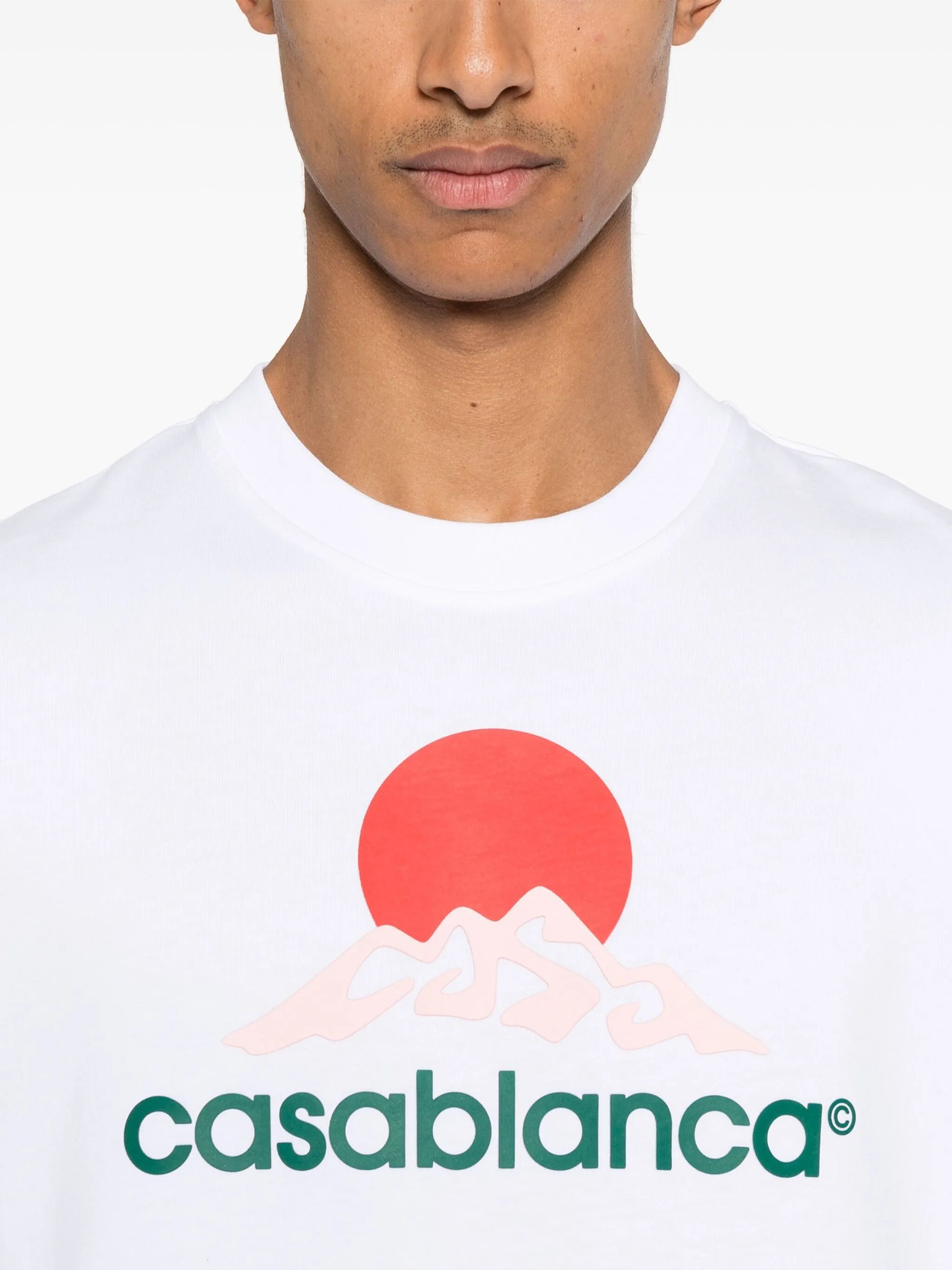 Casablanca White Crewneck T-shirt With Logo On The Front In Cotton Man In White