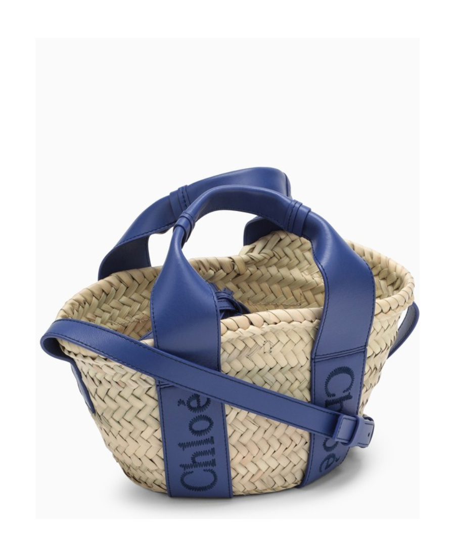 Chloé Chloe Small Sense Raffia Tote Bag In Blue