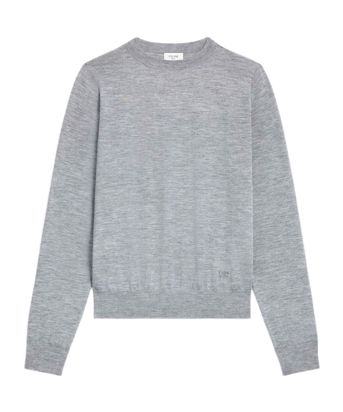 Celine Crewneck Sweater In Thin Cashmere In Gray