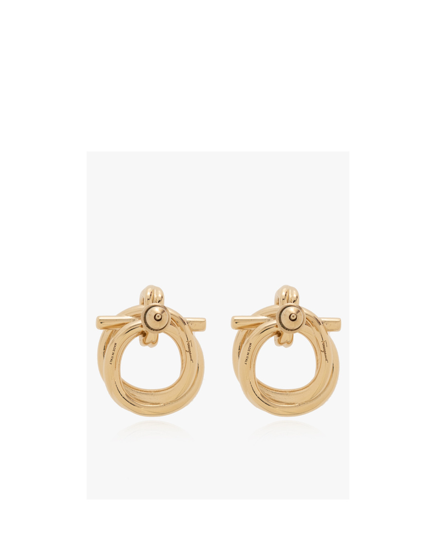 Ferragamo Crystal-embellished Hoop Earring In Yellow