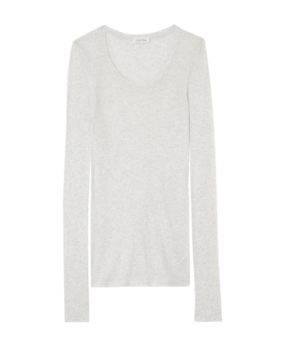 American Vintage Round Collar And Long-sleeved T-shirt In Gray