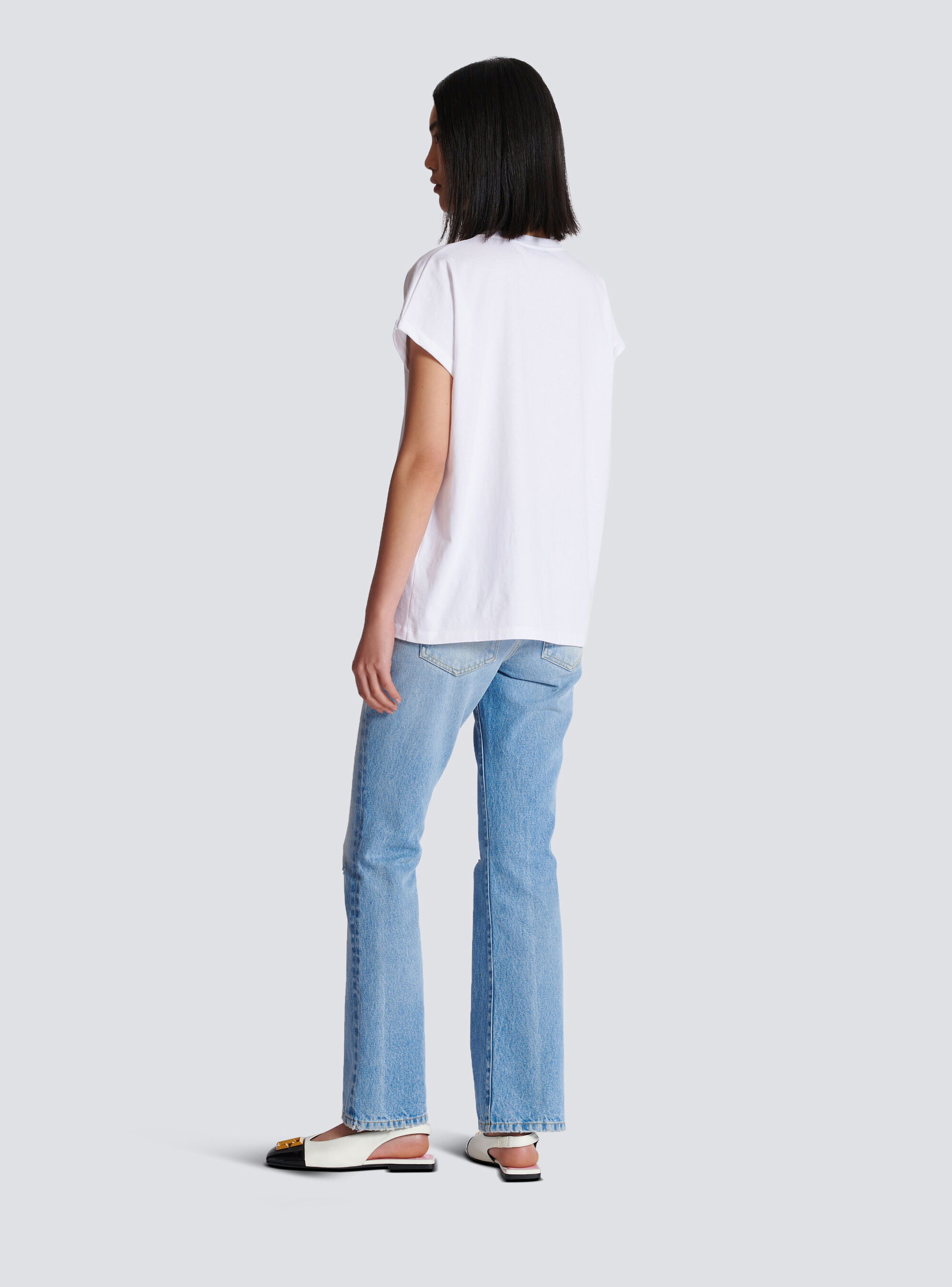 Balmain Rosa Flamingo Cotton Jersey T-shirt In White
