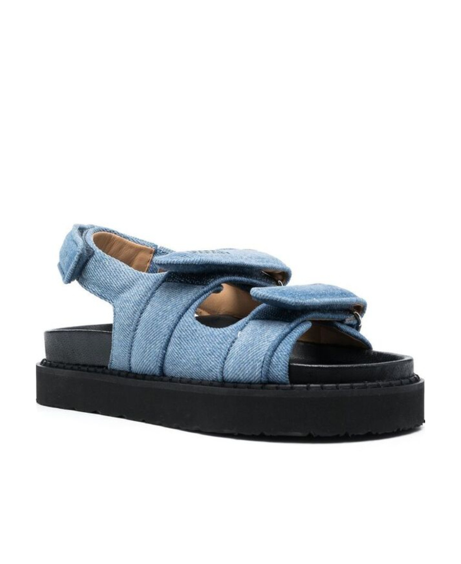 Isabel Marant Touch-strap Denim Slingback Sandals In Blue