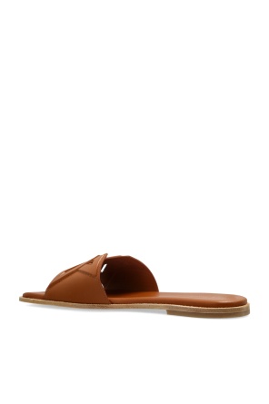 Vic Matie Logo-debossed Square Open Toe Sandals In Brown