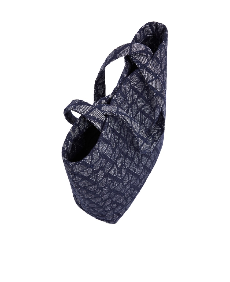 Valentino Vlogo Denim Tote Bag In Black