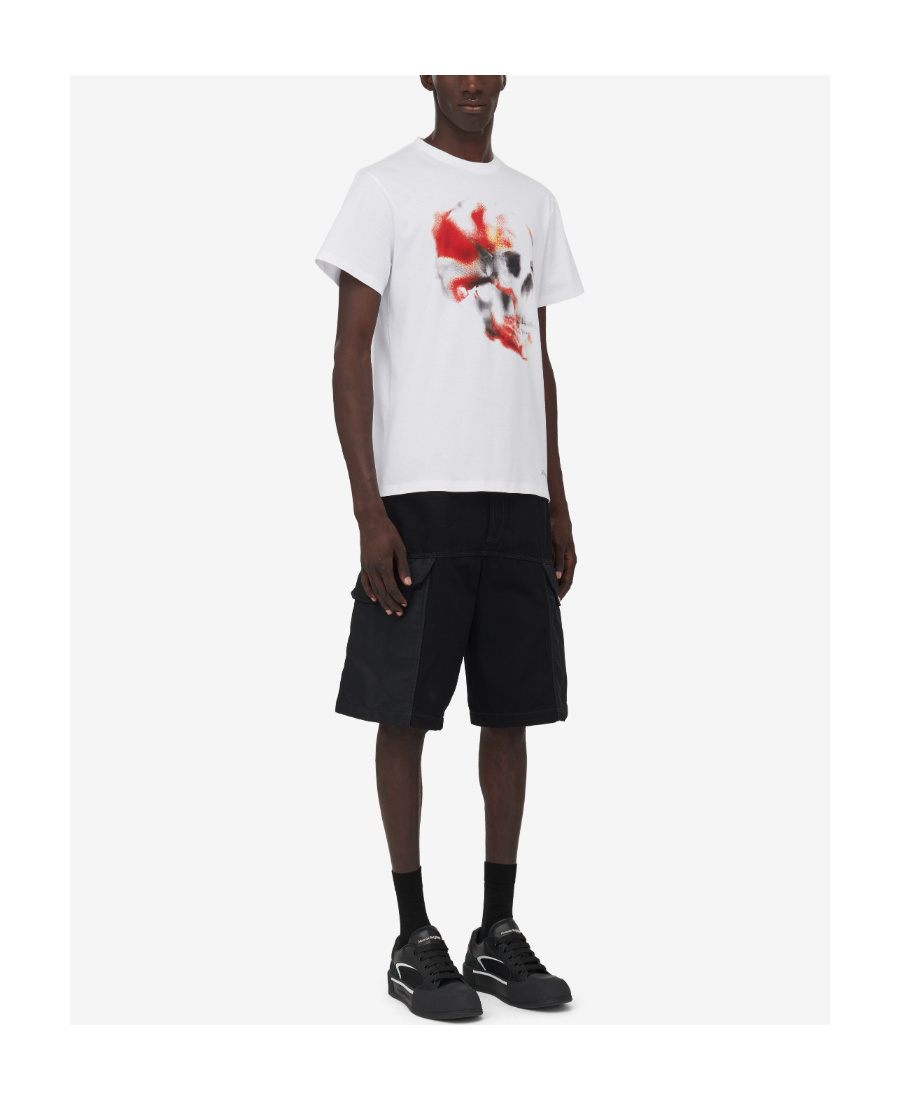 Alexander Mcqueen Obscured Skull Crewneck T-shirt In White