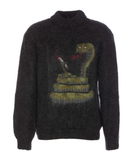 Magliano Embroidered Graphic Knitted Sweater Long Sleeves In Black