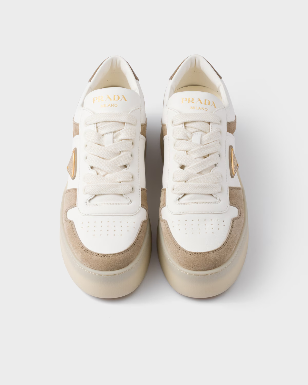 Prada Sneakers Downtown Bold In Napa And Suede Leather In Brown