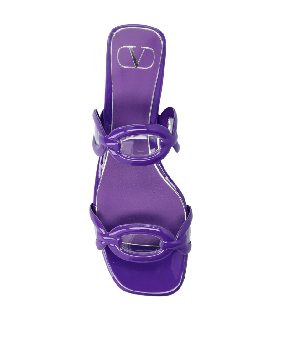 Valentino Square Toe Slip-on Sliders In Purple