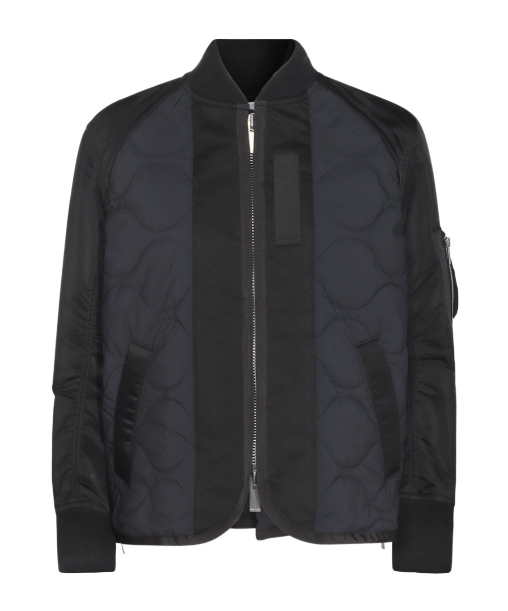 Sacai Quilted Padded Bomber Jacket In Black