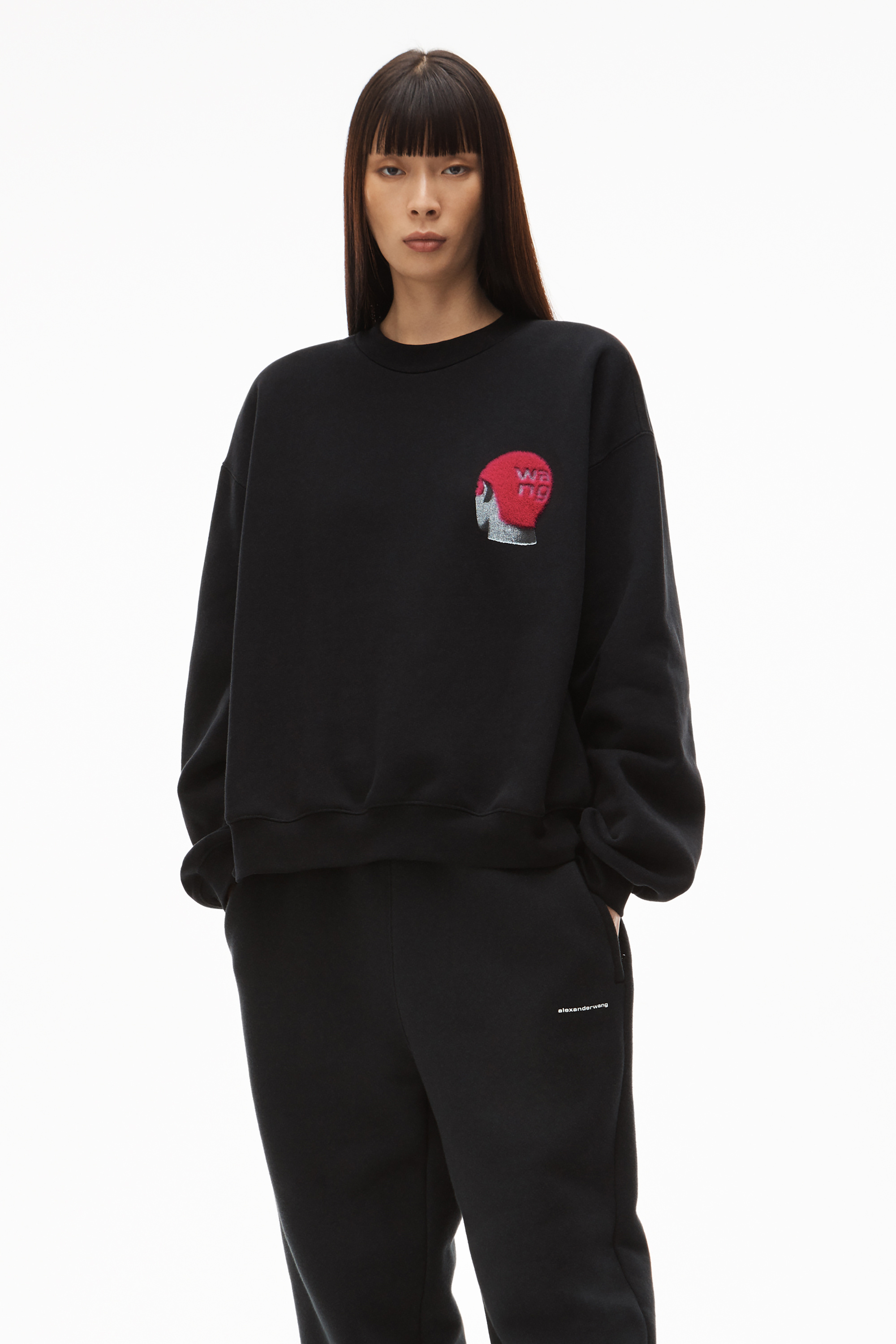 Alexander Wang Buzz-cut Logo Sweatshirt In Black