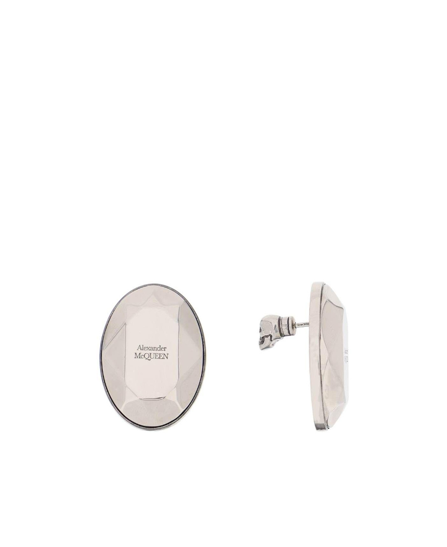 Alexander Mcqueen Stud Earrings With Faceted Stone In White