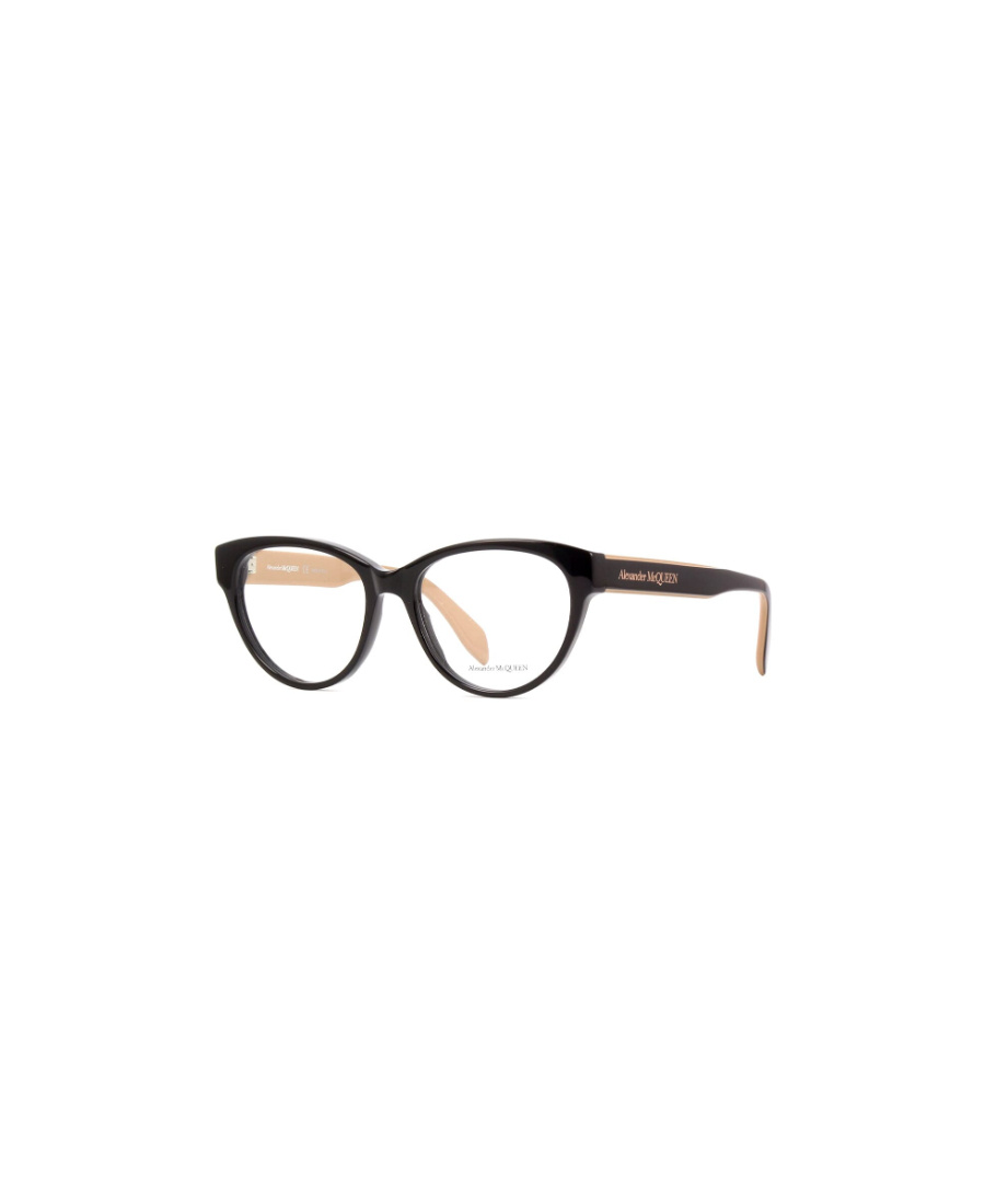 Alexander Mcqueen Logo Printed Cat Eye Frame Glasses In Black