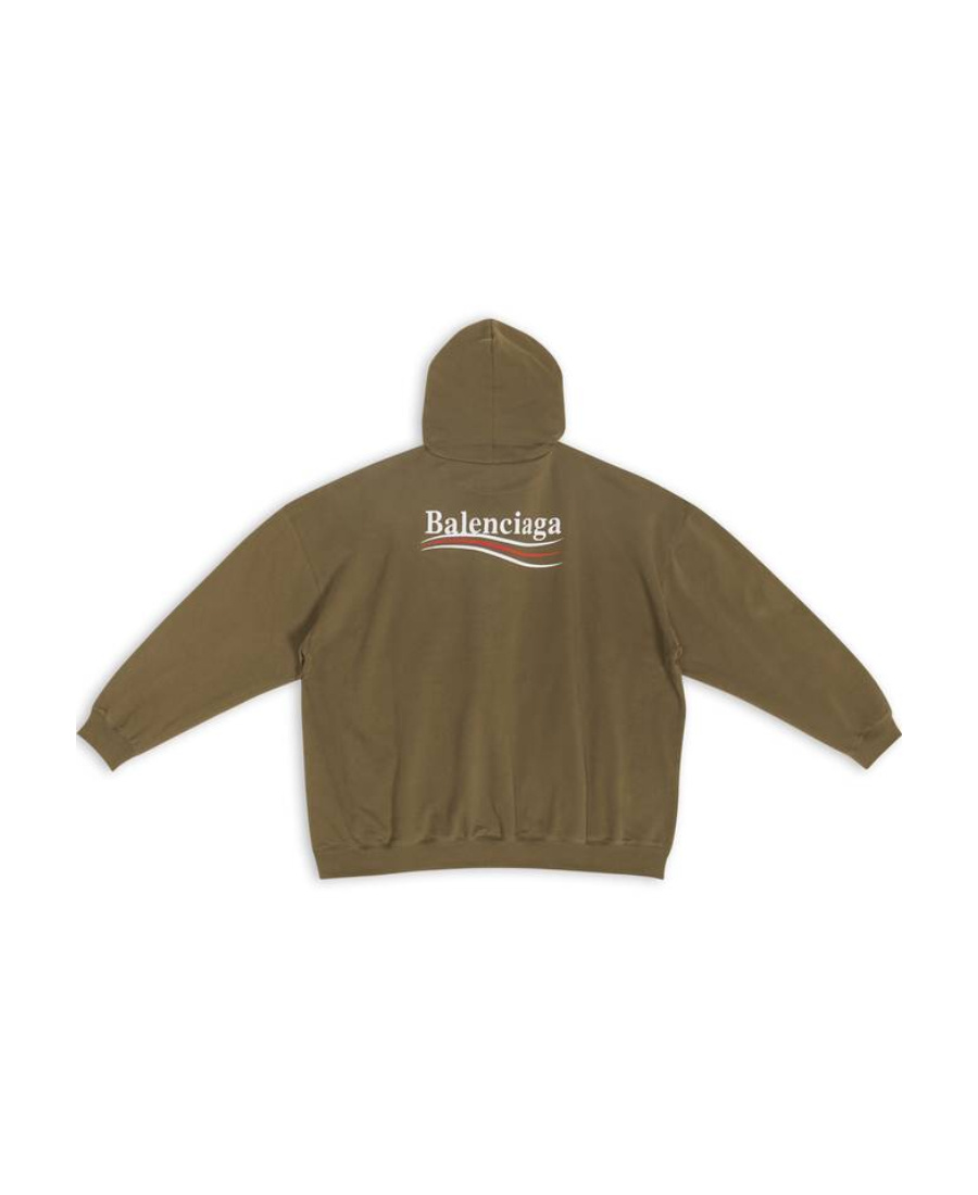 Balenciaga Logo-print Large Fit Hoodie In Green