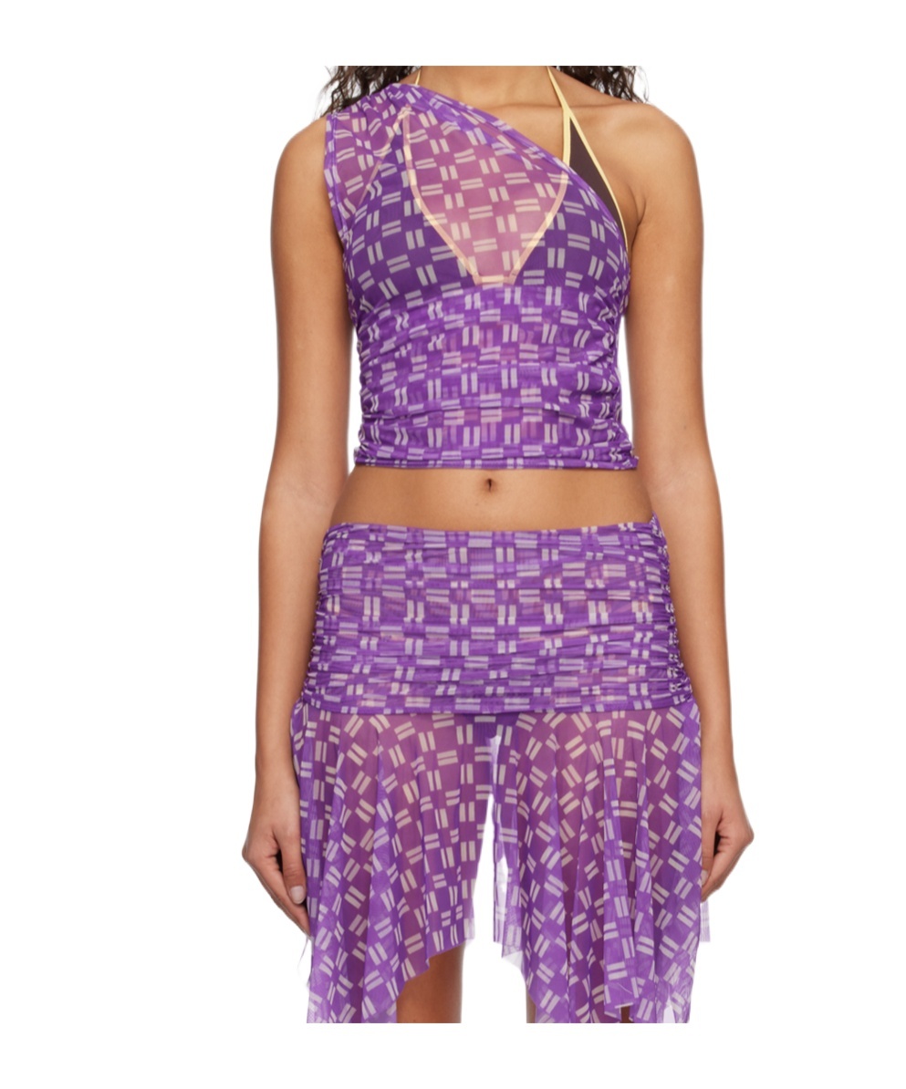 Gimaguas Semi-sheer Double-faced Stretch Nylon Tulle Camisole In Purple