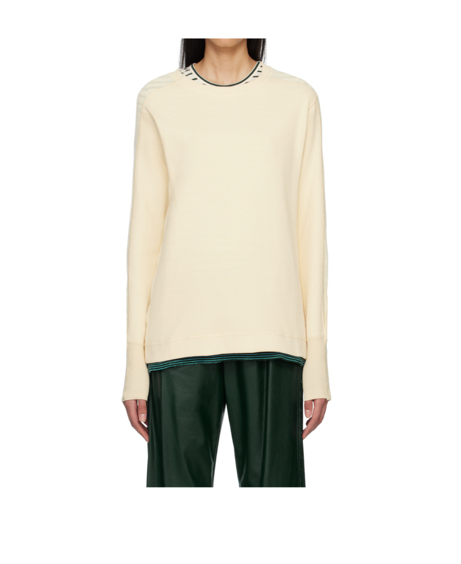Shop Mm6 Maison Margiela Round-neck Long-sleeve Sweatshirt In White