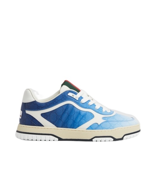 Gucci Canvas Sneakers With Printed Design And Contrast Panels In Blue