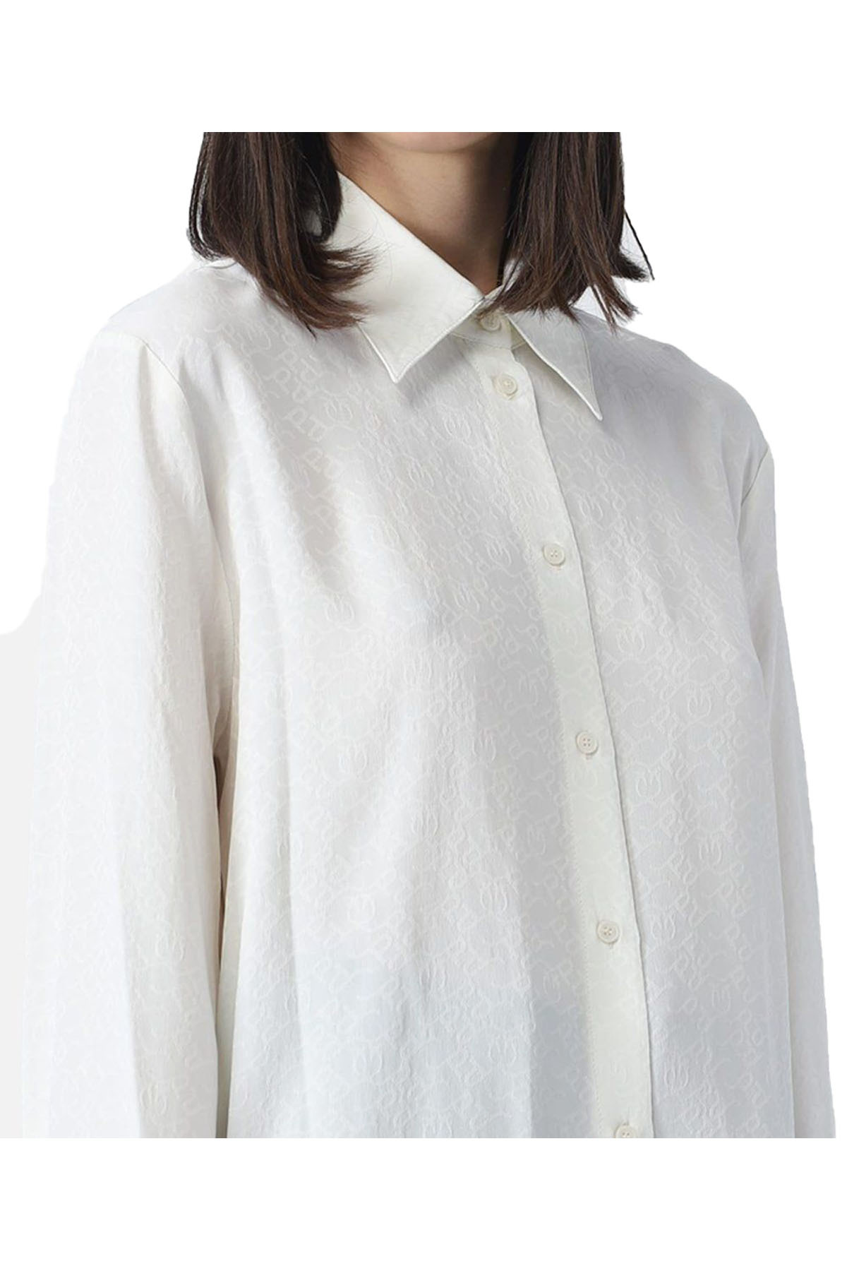 Pinko Chemise Avec Broderie Anglaise Et Cristaux In White