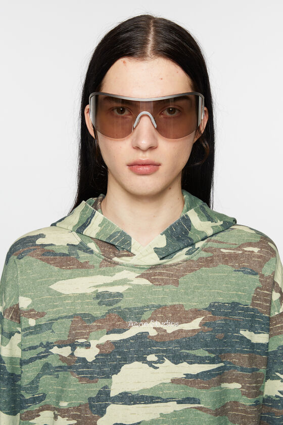 Acne Studios Abstract-print Hoodie In Green