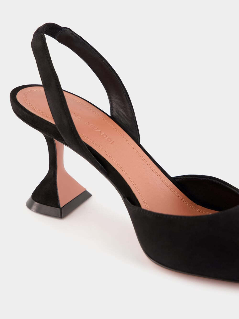 Amina Muaddi Womens Black Holli 70 Suede Slingback Heels In Black