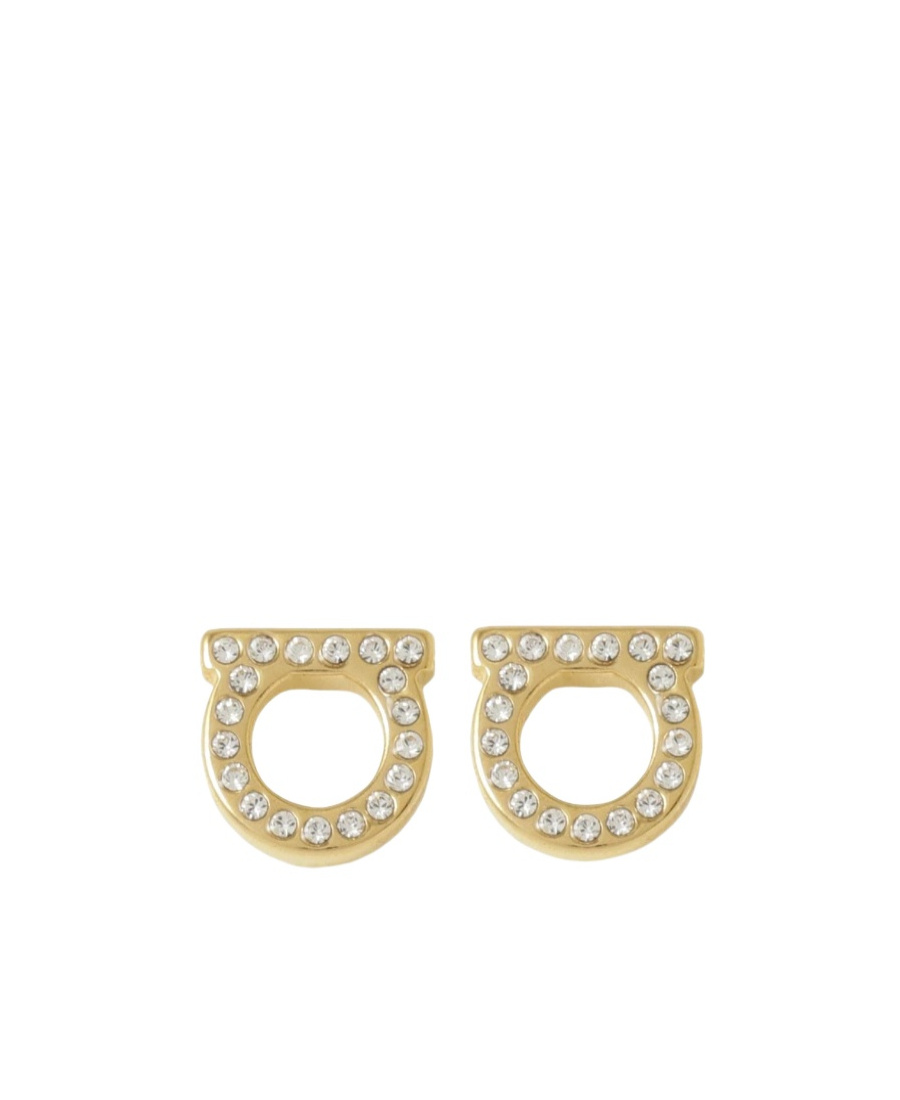 Ferragamo Gancini Earrings Gold-tone Finish Pearl Embellishments